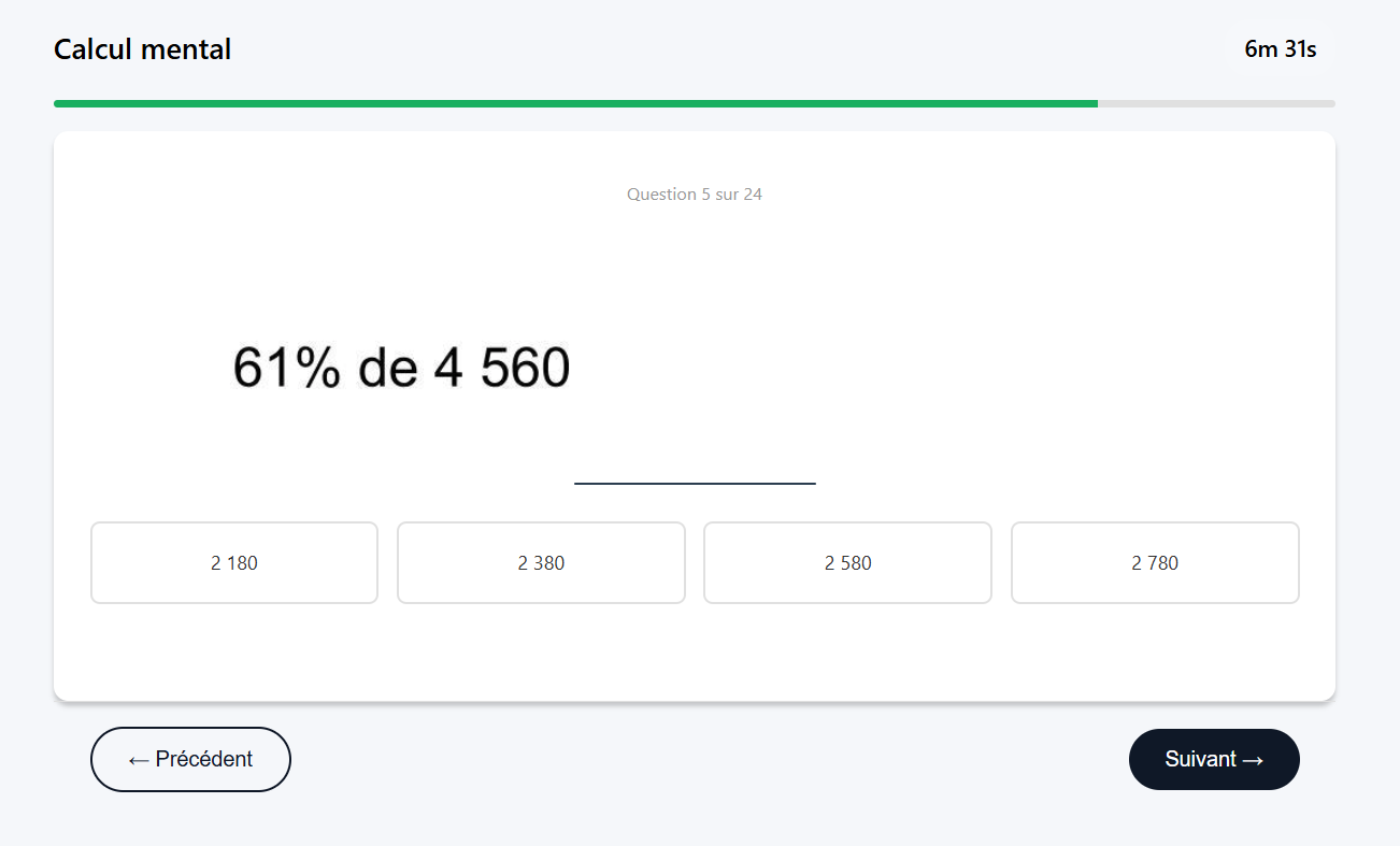 Exemple 4 du test de calcul mental, présélection EOPAN