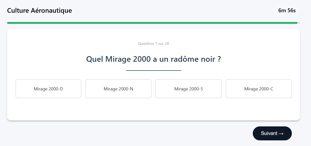 Exemple 1 du QCM de culture aéronautique, présélection EOPN