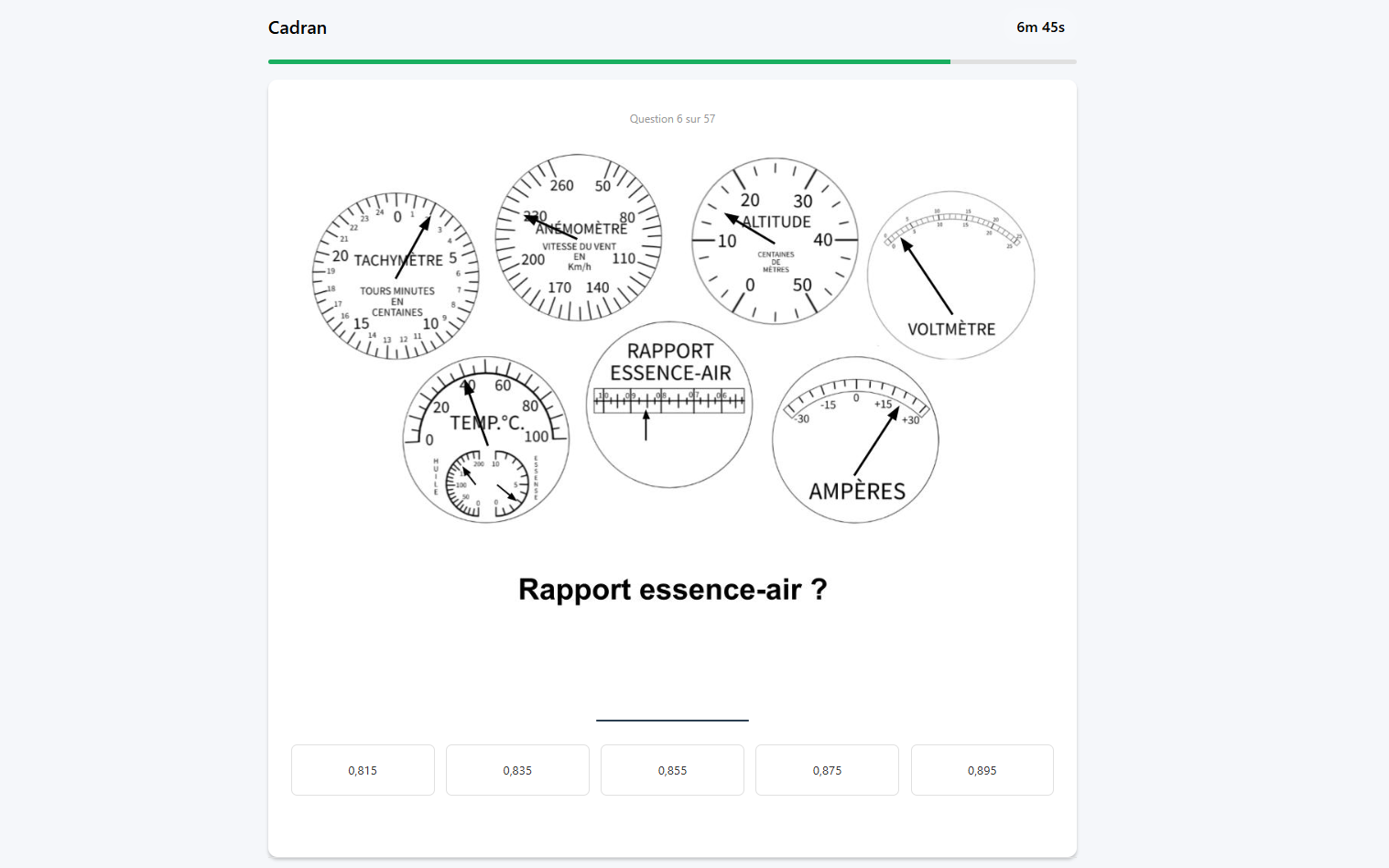 Exemple 3 du test de lecture de cadrans, présélection EOPN