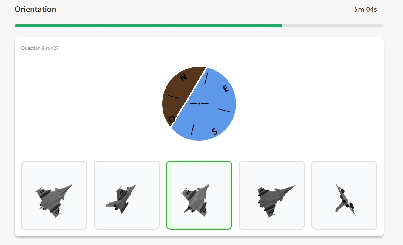 Exemple 4 du test d'orientation de la présélection EOPN