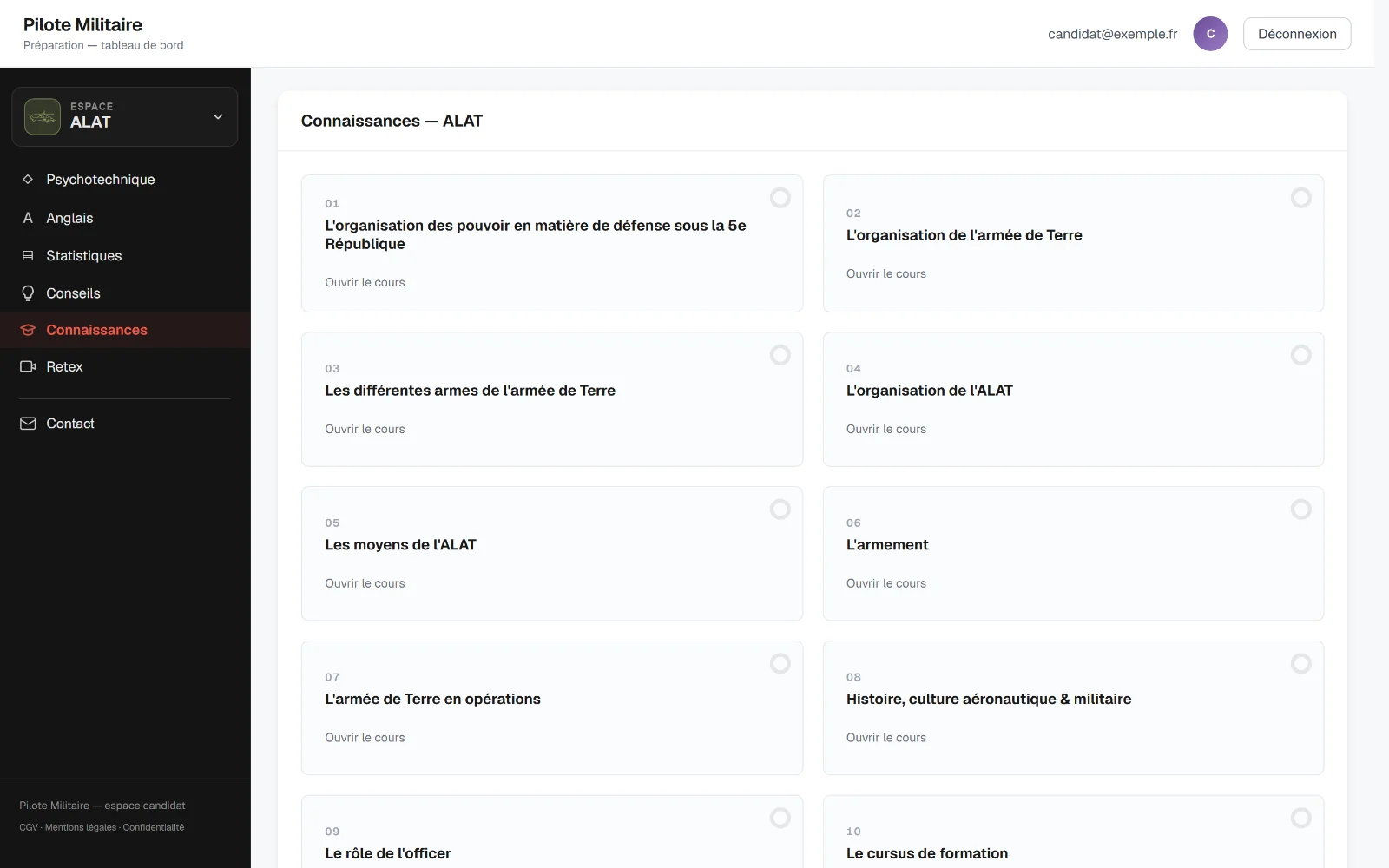 Le hub Connaissances de l’espace ALAT : une carte par rubrique